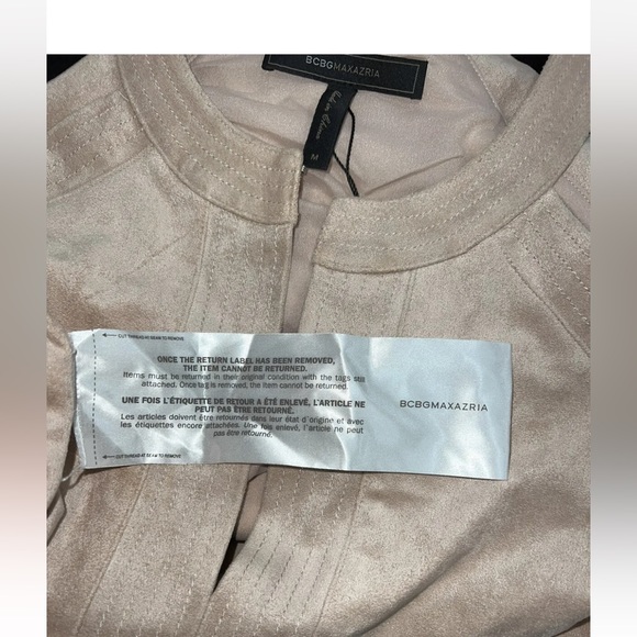 NWT BCBG Maxazaria PINK SUEDE Short Dress with Cold Shoulder Peach medium m - Picture 7 of 8